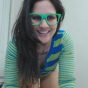 goddess green eyed booty shaking thong and glasses