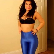 shiny blue leggings workout the big ass girl