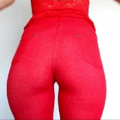 red denim jeggings booty the big ass girl