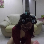 hair curlers with scat covered face hd asiansteppe