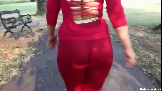 candid booty public spandex red the big ass girl