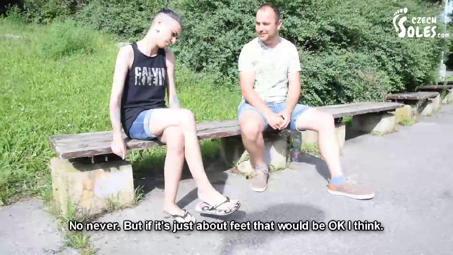 czech soles - johana - picking up girl with long sexy toes in flips flops in public