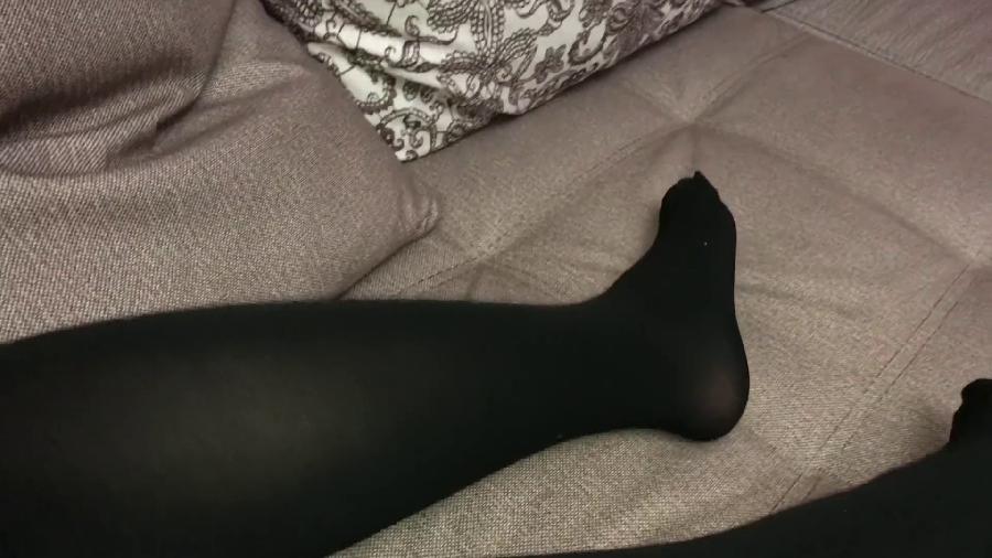 kristina kot - sexy girl in black pantyhose bow show feet